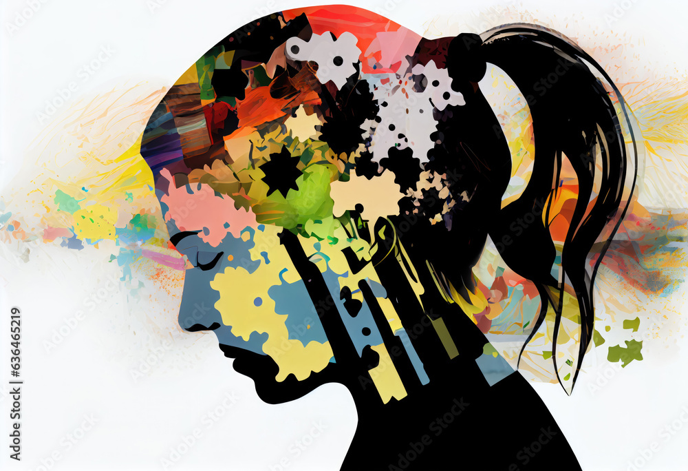 Colorful Illustration of Mental Health and Depression, Generative AI