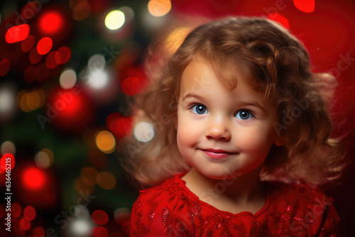 Adorable Child by the Christmas Tree