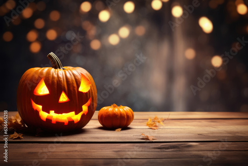 Glamorous Halloween Pumpkin on Rustic Wood