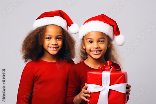 Joyful Duo: Kids Celebrating Christmas