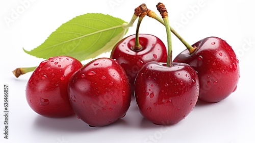 fresh red cherries in the background