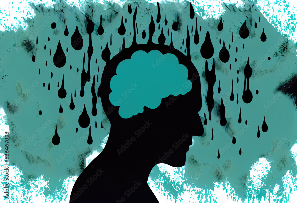 Colorful Illustration of Mental Health and Depression, Generative AI