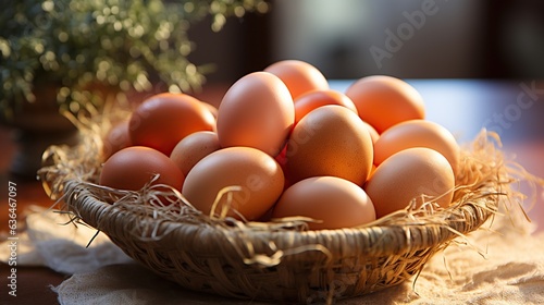 chicken eggs in basket