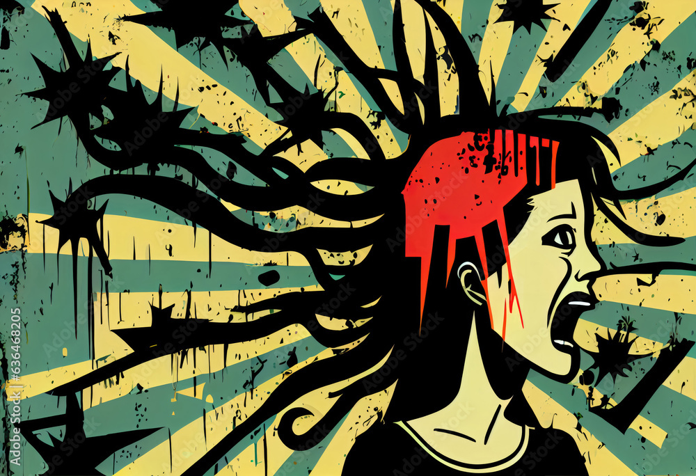 Colorful Illustration of Mental Health and Depression, Generative AI