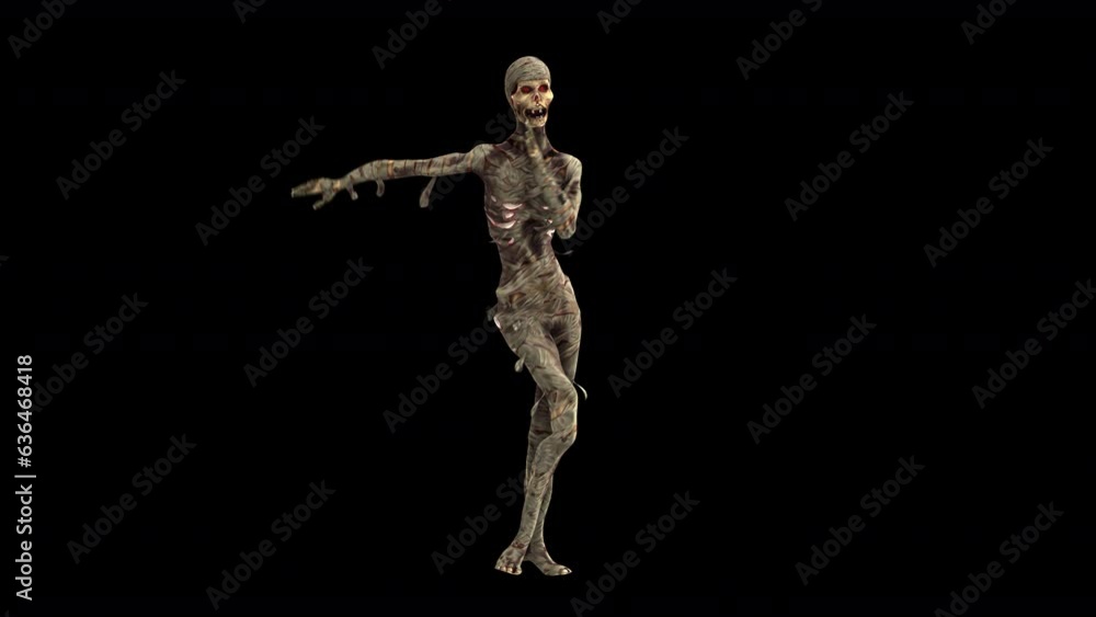 Seamless animation of a mummy dancing salsa isolated with alpha channel. Funny cartoon character for Halloween background. Seamless animation of a mummy dancing salsa isolated with alpha channel. Funny cartoon character for Halloween background.