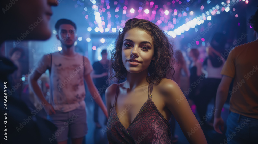 Young female in a party, Generative AI