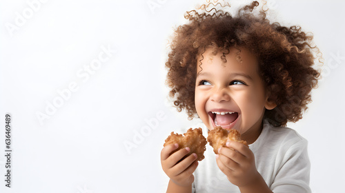 child eating nuggets