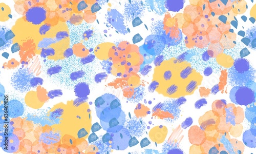 Abstract paint seamless splash ink and polka dots pattern for fabrics and wrapping paper and kids clothes print © Tetiana