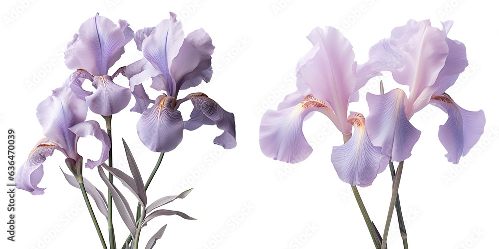 Iris flowers against transparent background