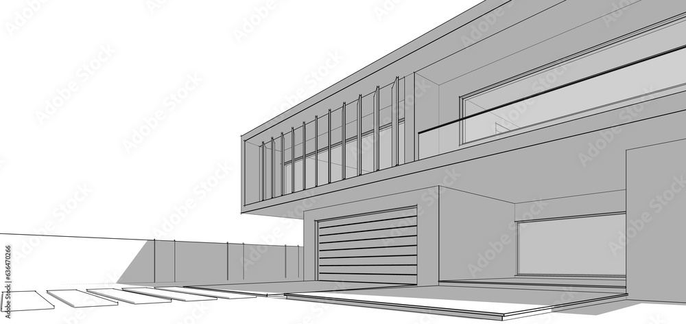 Architectural sketch of a building 3d Architectural sketch of a building 3d