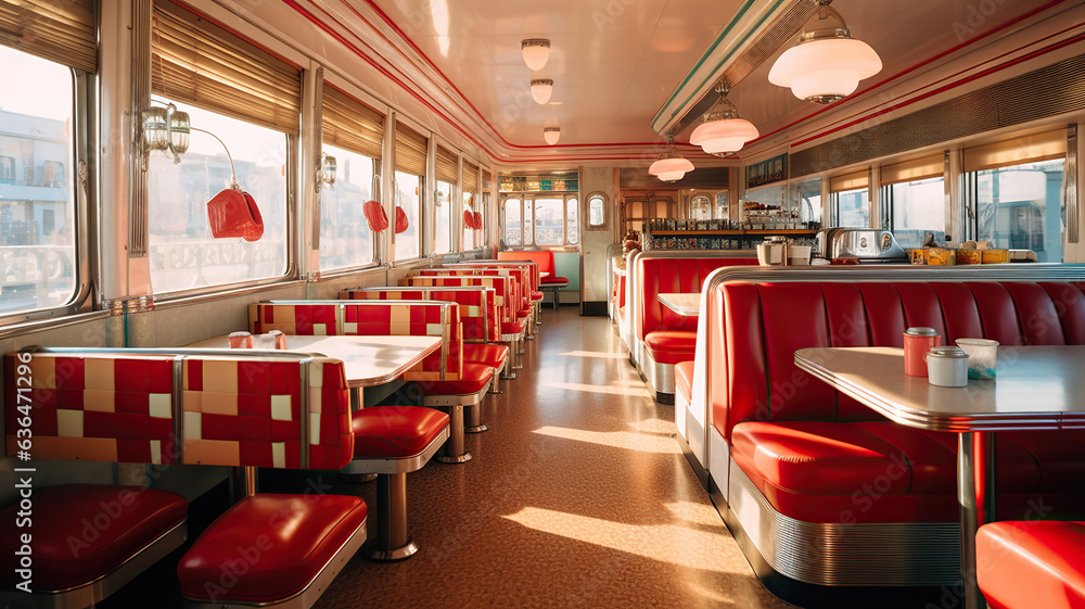 The nostalgic interior of an American diner The nostalgic interior of an American diner