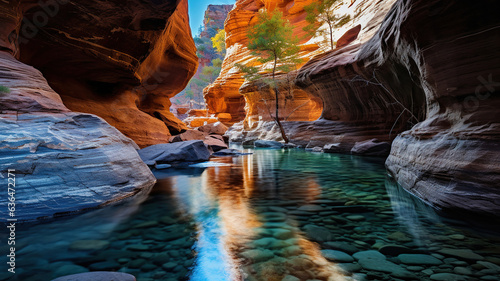 stunning watercourse flows through the canyon's beauty