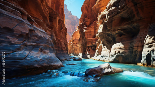 stunning watercourse flows through the canyon's beauty