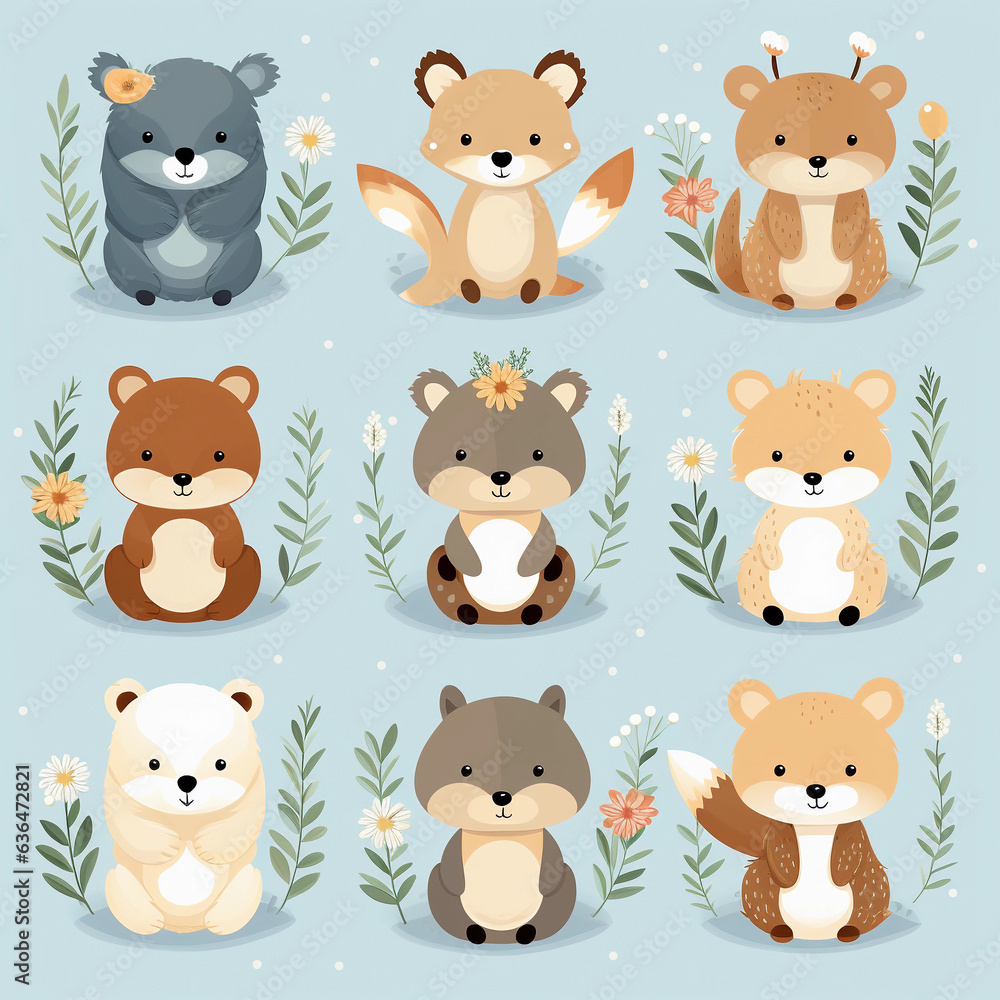 set of animals pattern set of animals pattern
