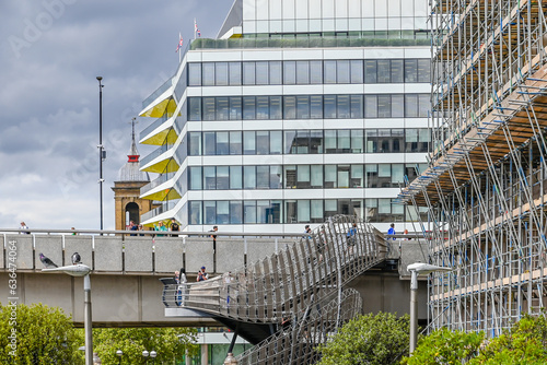 Canvas Print London, UK, 13 August 2023:  Modern London city skyline along River Thames