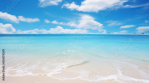 Clear turquoise waters caress the white sandy shore