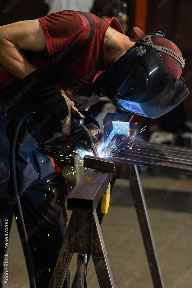 man welder, mig or tig welding, craftsman, erecting technical steel Industrial, steel welder in factory technical man welder, mig or tig welding, craftsman, erecting technical steel Industrial, steel welder in factory technical
