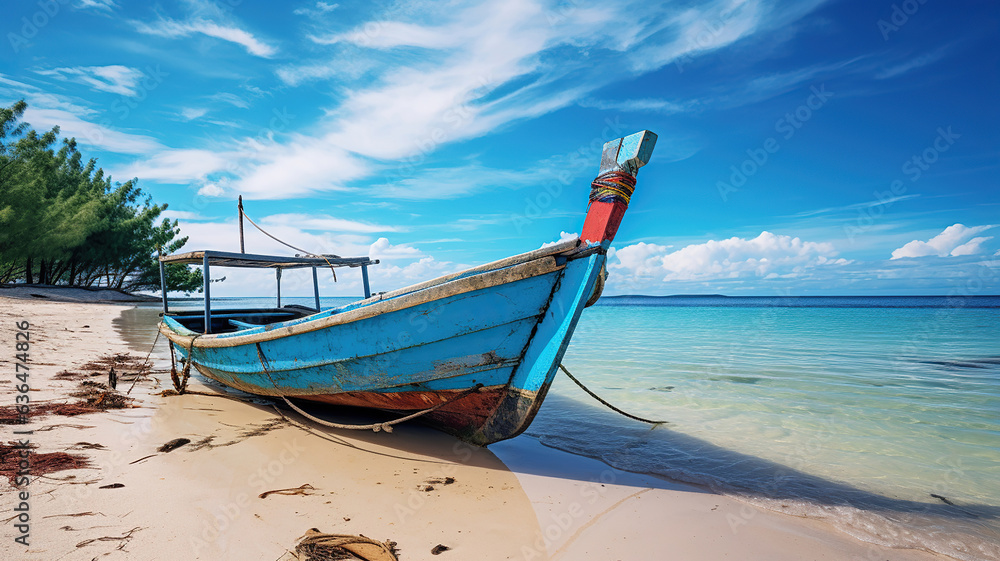 beachside boat is parked close to the setting sun beachside boat is parked close to the setting sun