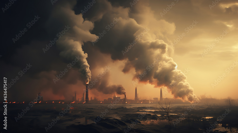 Industrial chimneys emit harmful pollutants into the air