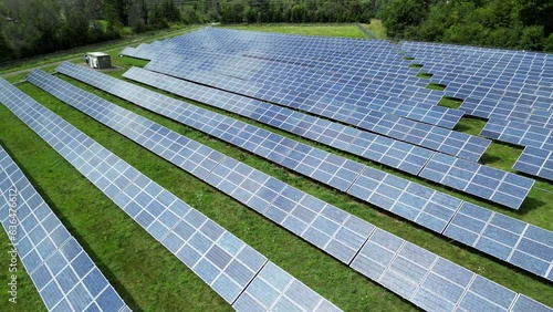 Wallpaper Mural Aerial Drone Shot of Solar Panel Renewable Energy Farm on Sunny Summer Day in Country Field Rural Canada Ontario Torontodigital.ca