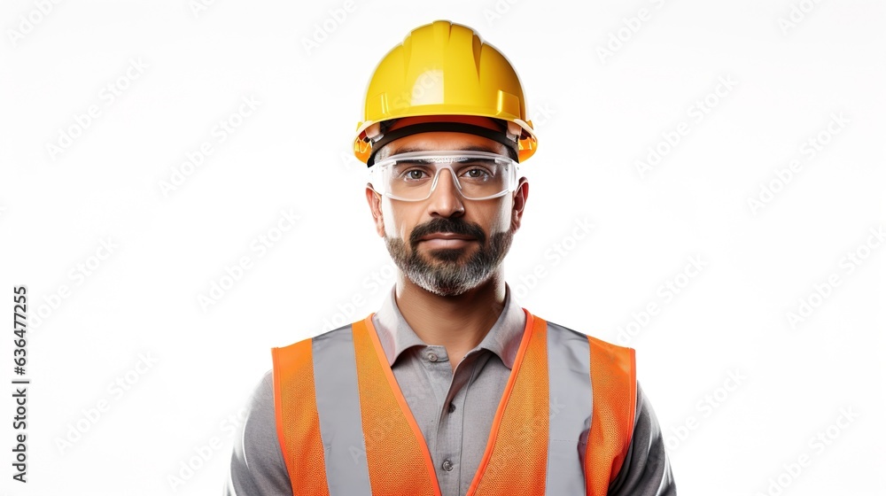 construction workers wear hard hats and an engineer wears a helmet for safety. on white background construction workers wear hard hats and an engineer wears a helmet for safety. on white background