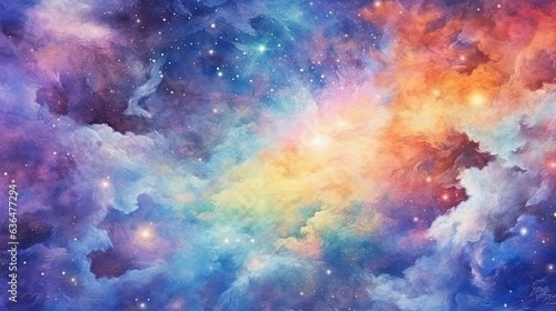 Background with a watercolor galaxy that was made by hand
