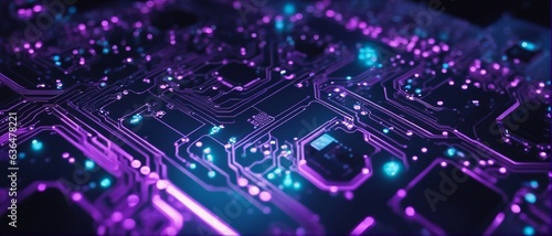 High resolution abstract blue and purple technology circuit board background