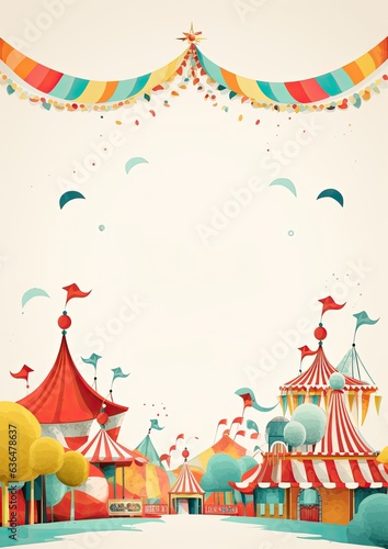 Personalize, Fill in the Blank, design Template Illustration and backgrounds for party and celebration printed invitations, posters, flyers, and banners, carnival, circus, tent, big top, birthday