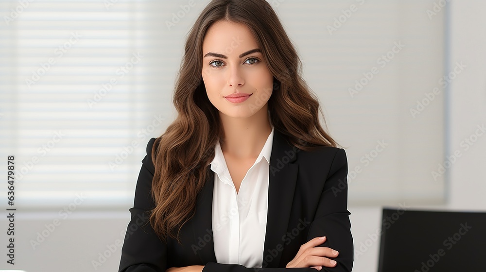 portrait of a businesswoman standing with arm crossed