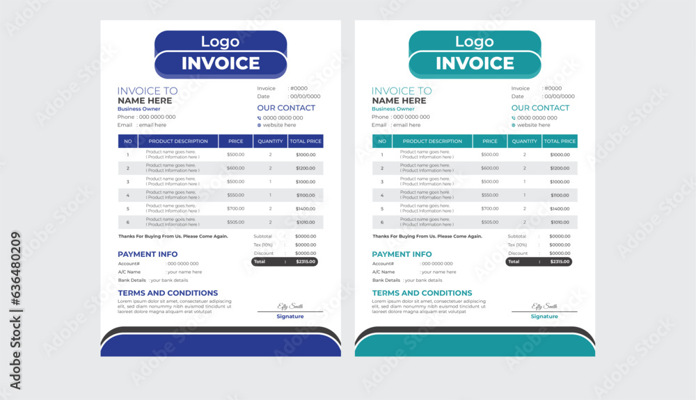 Simple Invoice Design with easy calculation layout Simple Invoice Design with easy calculation layout