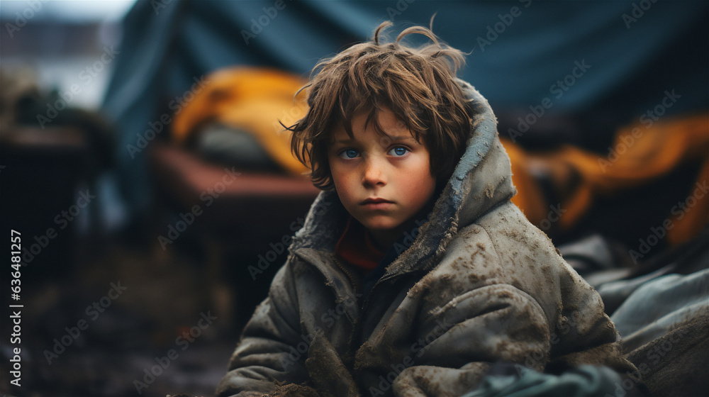 Sad Boy Living in Poverty - Generative Ai