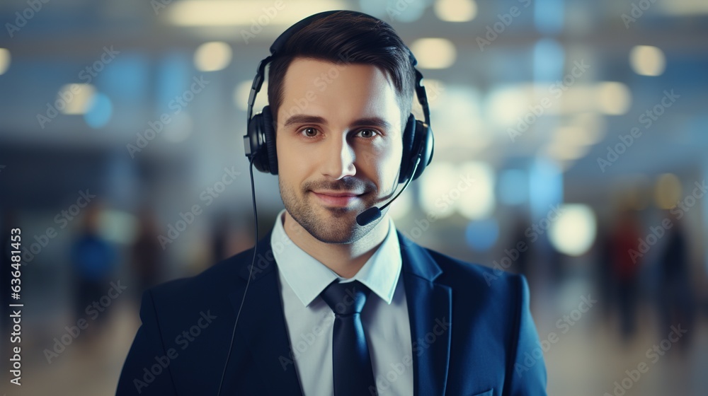 Confident Customer Service: A focused customer service representative, radiating confidence in a professional environment, expertly handles calls with an approachable demeanor. Confident Customer Service: A focused customer service representative, radiating confidence in a professional environment, expertly handles calls with an approachable demeanor.