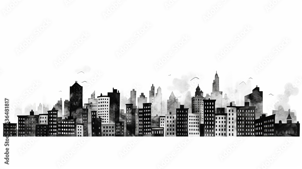 Fototapeta premium city skyline in black. Generative AI