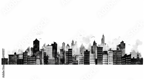city skyline in black. Generative AI © ArtSpree