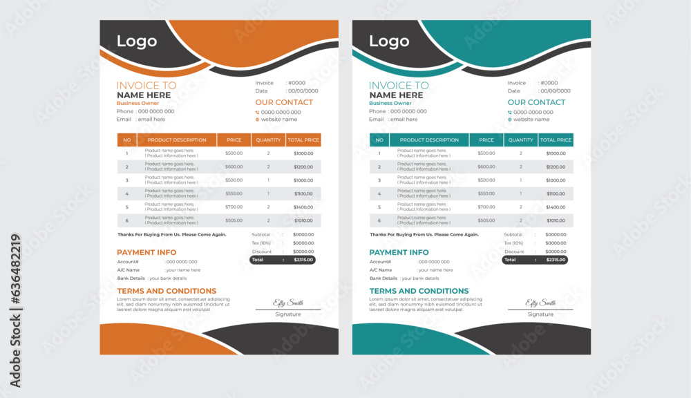 Creative clean invoice design with easy layout 