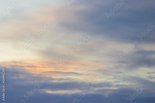 Beautiful morning sky background with clouds. Scenic dawn cloudscape.