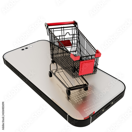 Mobile with trolley illustration of transparent 3D images photo