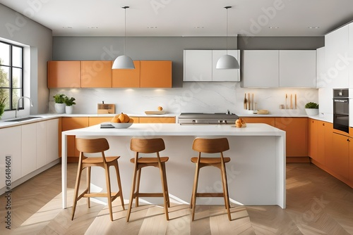 modern kitchen interior with kitchen generated by AI technology 