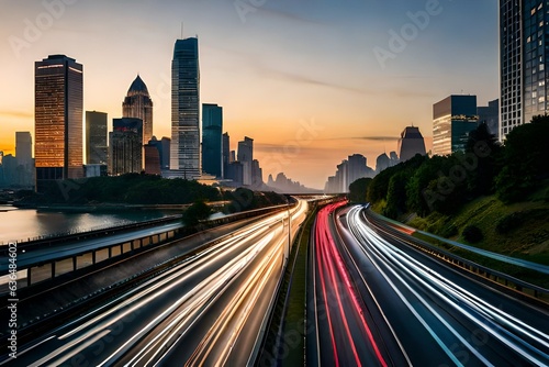 downtown city at night