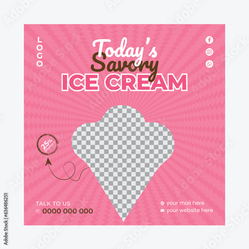 Ice Cream Post Design template with text effect  (ID: 636486251)