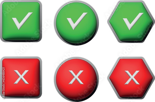 Free Download 3D on/off buttons, variation of shapes for web. Buttons with white icons on buttons of red and green colors, objects isolated. - GFXLoad