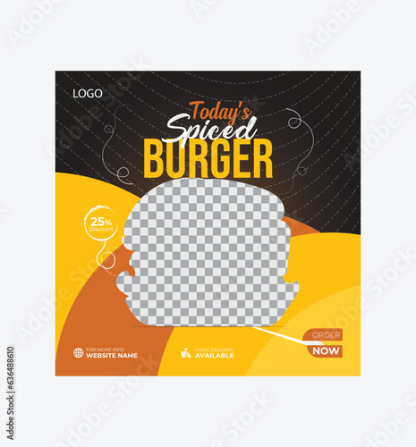 Creative Simple Burger Spiced Social media ads template (ID: 636488610)