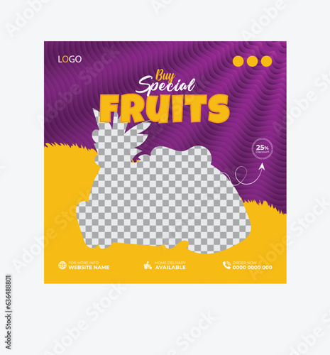 Fruits Social Media Post Design Template   (ID: 636488801)