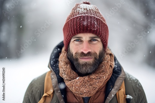 Portrait of man in winter