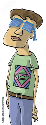 chico de anteojos azules