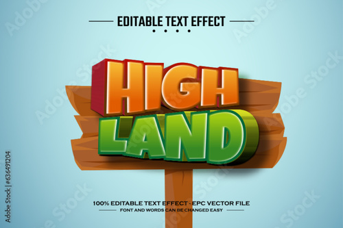 High land 3D editable text effect template