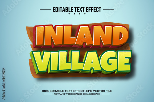 Inland village 3D editable text effect template