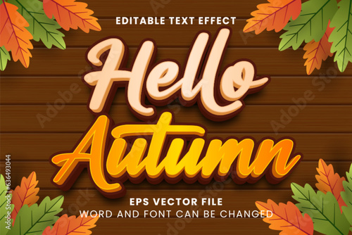 Hello autumn 3d editable vector text effect
