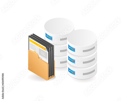 Datebes server folder isometric illustration