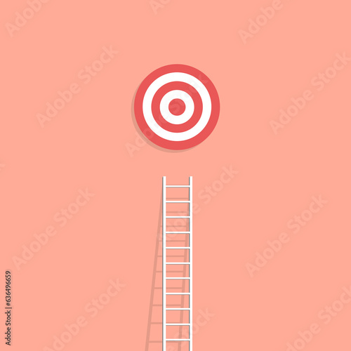 Vector Illustration of ambition mission growth up ladder or stairway to target goal succes concept. 